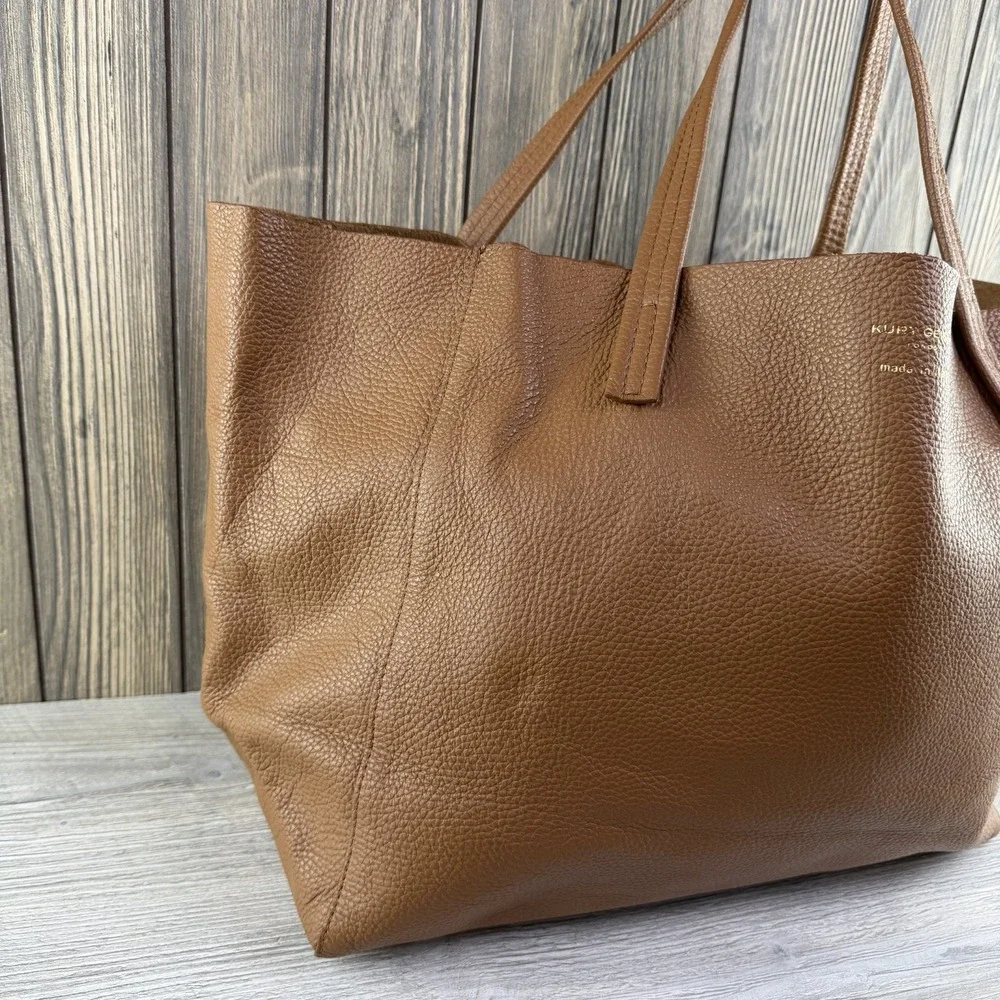 Kurt Geiger London Made in Italy 100% Leather Brown Large Tote Bag Shopper